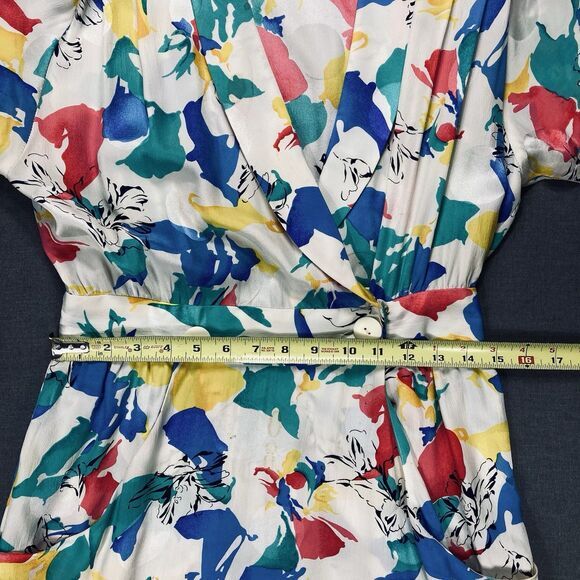 SILK STUDIO For Petites Maxi Dress 12 Vintage Tropical Floral 80s Coastal Summer - Picture 12 of 16